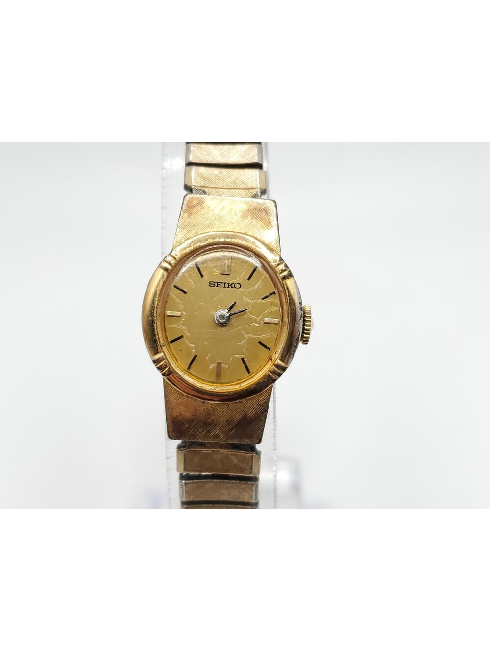 Vintage Seiko 1100-5549 Mechanical Watch Women Gold Tone Expandable Band 16mm